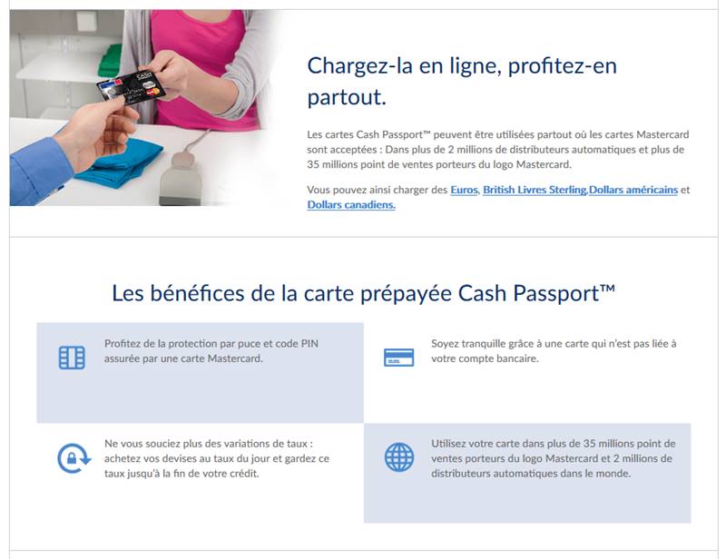 Bénéfices de la carte Cash Passport